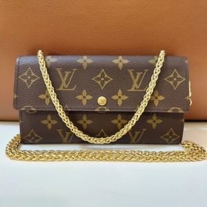 Louis Vuitton monogram Sarah bifold wallet converted to crossbody